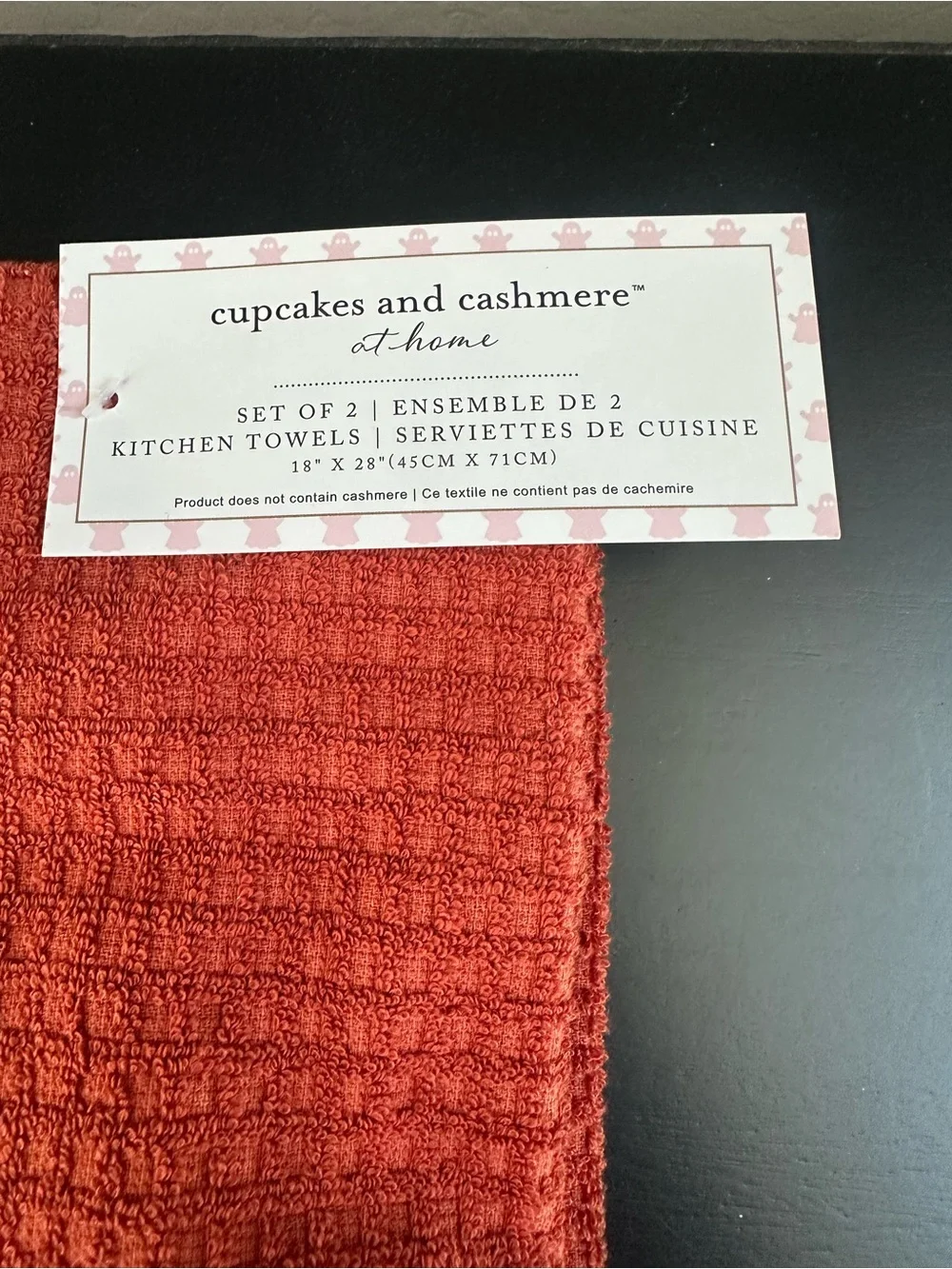 Cupcakes & Cashmere Halloween Ghost Pumpkin Spice Kitchen Towels Set of 2 NWT